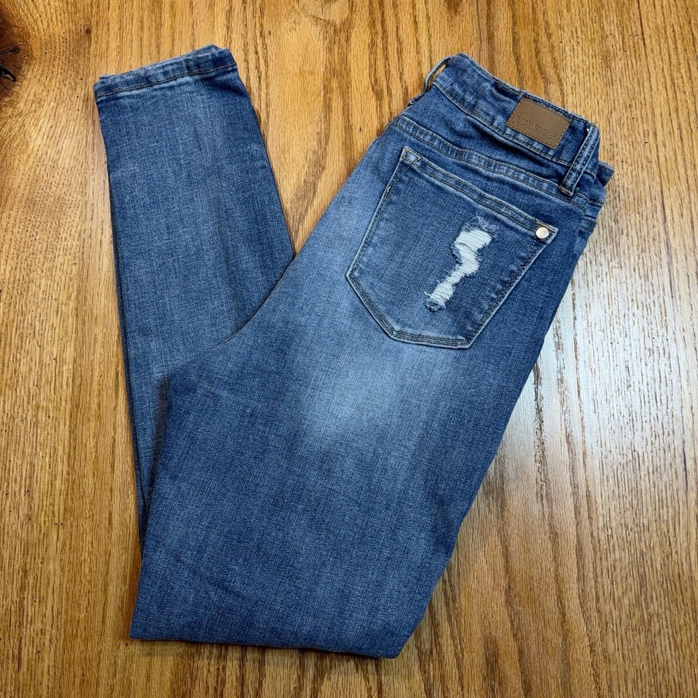 Judy Blue Skinny Fit Jeans Womens 9/29 (29x27) Blue‎ Stripe Patch Distressed